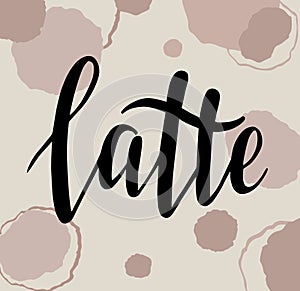 Coffee Latte Vector Handlettering photo