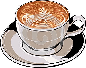 Coffee latte vectors art realistic drawing style