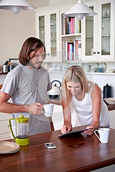 Coffee lifestyle couple tablet