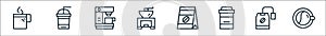 coffee line icons. linear set. quality vector line set such as coffee cup, instant coffee, cup, beans, grinder, machine, cup
