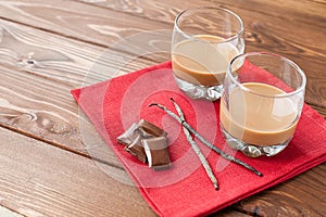 Coffee liqueur with chocolate and vanilla