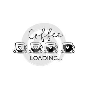 Coffee loading funny card or print with lettering