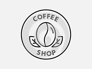 Coffee logo design for coffeeshop or cafe. Espresso or cappuccino vector sign. Creative black and white logotype, trendy line icon