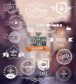 Coffee Logo. Old Town Stamp concept. Vector Retro coffee Badges and Labels