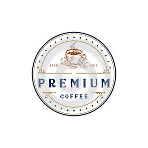 Coffee logo - vector illustration, emblem design on white background.