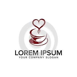 Coffee love logo design concept template
