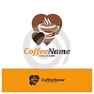 Coffee Love Logo Design Template. Coffee logo concept vector. Creative Icon Symbol