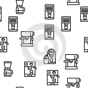 Coffee Machine Barista Equipment Vector Seamless Pattern