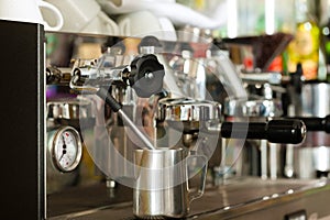 Coffee machine in cafe or bar