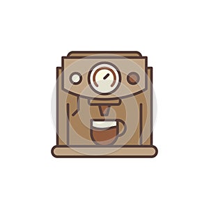 Coffee Machine or Coffeemaker vector concept brown icon