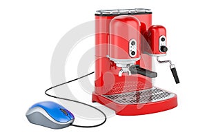 Coffee machine with computer mouse. 3D rendering