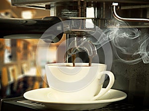 Coffee machine with cup