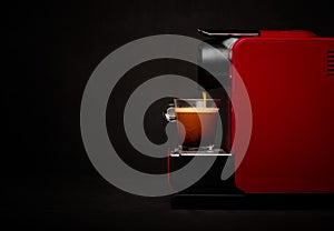 Coffee machine with cup of coffee