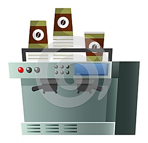 Coffee Machine with Cups for Coffeehouse Vector