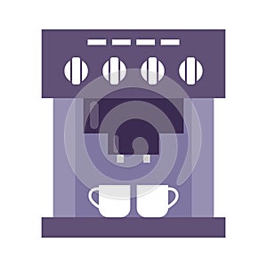Coffee machine with cups on a white background