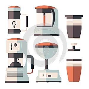 Coffee machine icon set. Flat illustration of coffee machine vector icons for web design