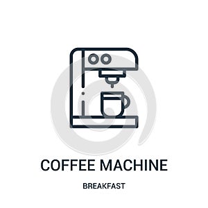 coffee machine icon vector from breakfast collection. Thin line coffee machine outline icon vector illustration