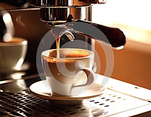 Coffee espressoCoffee machine making a cup of cappuccino photo