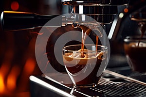 Coffee machine making espresso. Generative AI