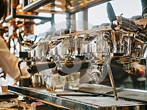 Coffee machine making espresso shot Bar restaurant shop Cafe business