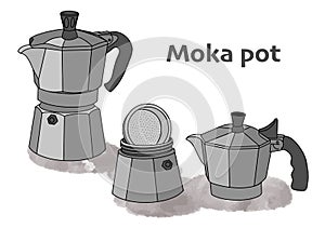 Coffee machine moka pot in gray