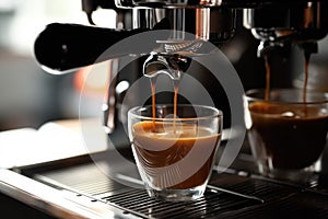 Coffee machine during process Esspresso coffee . AI Generated
