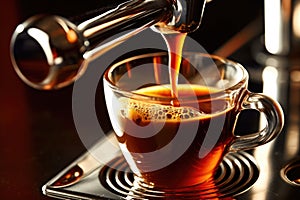 Coffee machine during process Esspresso coffee . AI Generated