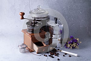 Coffee machine set, coffee kettle, coffee grinder
