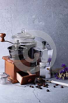 Coffee machine set, coffee kettle, coffee grinder