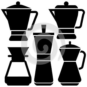 Coffee Maker Icons Set - Vector Silhouettes