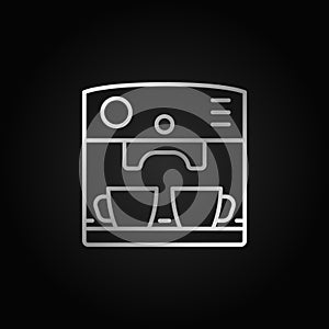 Coffee maker machine vector silver outline icon