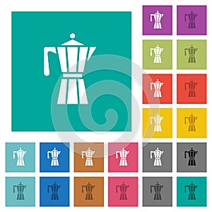 Coffee maker square flat multi colored icons