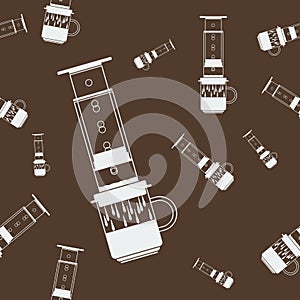 Aeropress Coffee Maker Vector Seamless Pattern