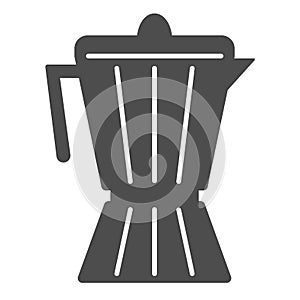 Coffee maker solid icon, Kitchen appliances concept, Coffee pot sign on white background, Geyser coffee maker icon in