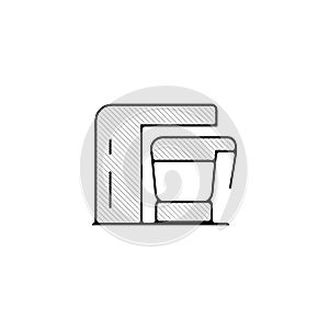 Coffee maker thin line icon. Coffee maker machine Hand Drawn thin line icon