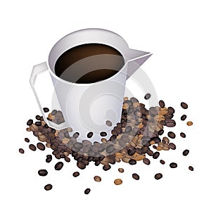 Coffee in Measure Cup with Coffee Beans