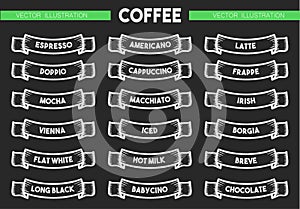 Coffee menu icon set