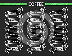 Coffee menu icon set