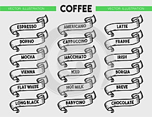 Coffee menu icon set