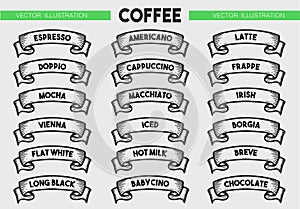 Coffee menu icon set photo
