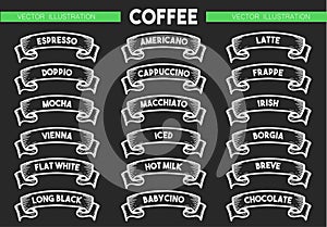 Coffee menu icon set photo