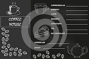 Coffee menu, sketch 2, chalkboard