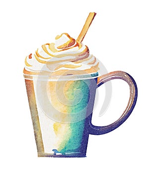 Coffee Milkshake Colorful Watercolor Illustration