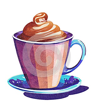 Coffee Milkshake Colorful Watercolor Illustration