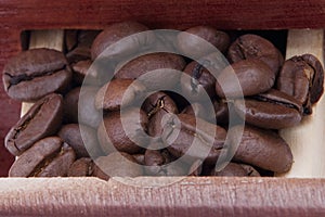 Coffee mill case with coffee beans