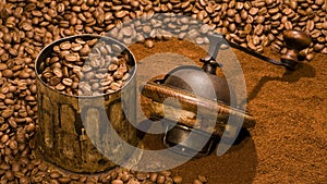 Coffee mill and coffee beans