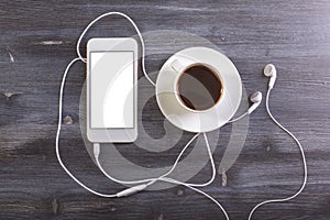 Coffee and mobile phone top