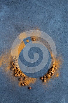 Coffee mood background with roasted coffee beans