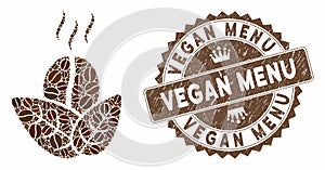 Coffee Mosaic Organic Coffee with Grunge Vegan Menu Stamp