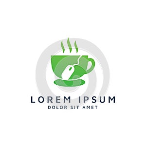 Coffee and mouse negative space logo design